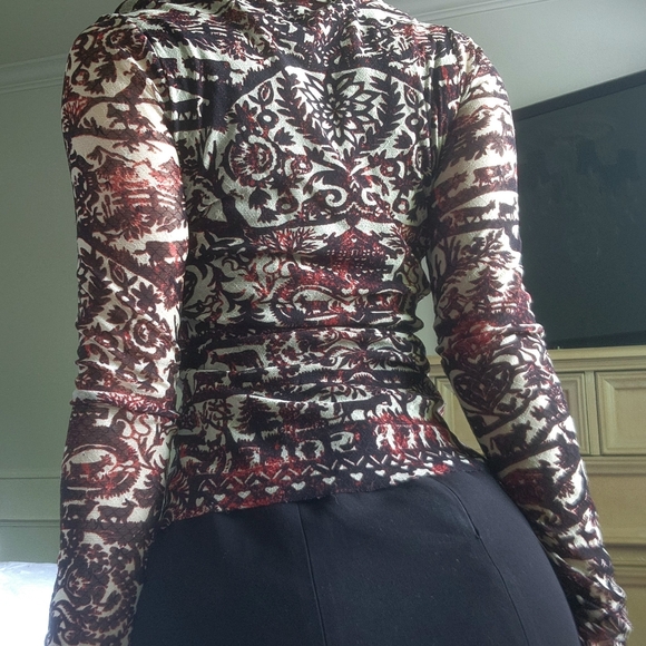 Rare Vintage Jean Paul Gaultier Soleil Tribal Tattoo Mesh Longsleeve Shirt (M) - Picture 5 of 5
